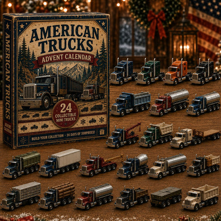 Amerikai kamionos adventi naptár 2026 – 24 vintage miniatűr kamion