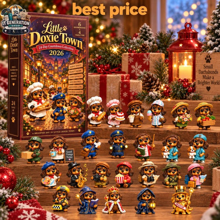 Beöltözött tacskók adventi naptár – 24 figura