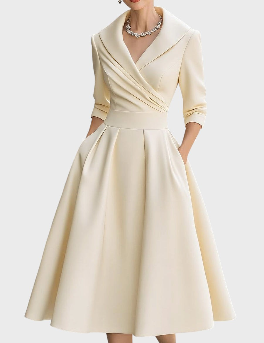 Gabriella Budapest | Elegáns Midi Ruha Hosszú Ujjakkal