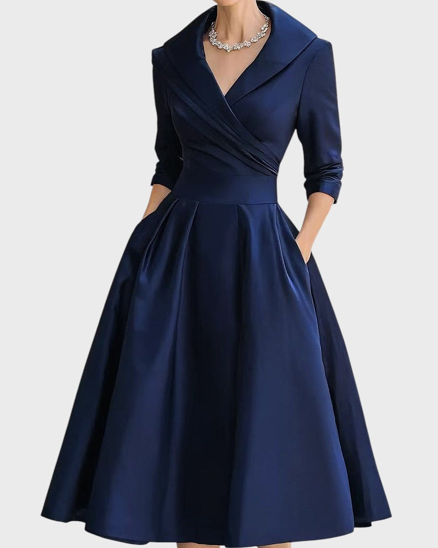 Gabriella Budapest | Elegáns Midi Ruha Hosszú Ujjakkal