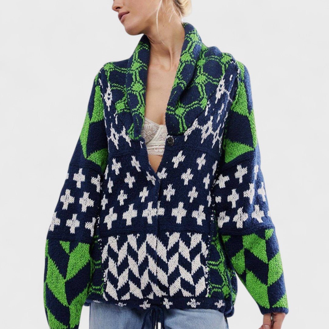 Gabriella Budapest | Portia - Vintage gombos galléros oversized kardigán hosszú ujjú