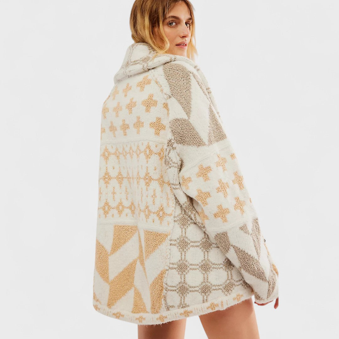 Gabriella Budapest | Portia - Vintage gombos galléros oversized kardigán hosszú ujjú
