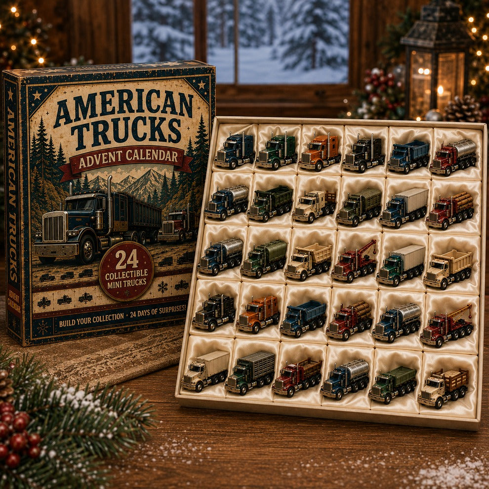 Amerikai kamionos adventi naptár 2026 – 24 vintage miniatűr kamion