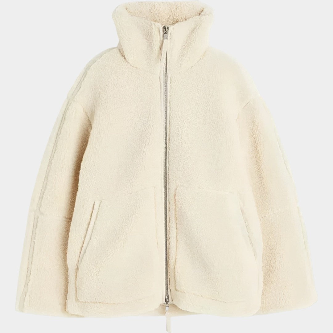 Petra – oversized teddy kabát nőknek cipzárral