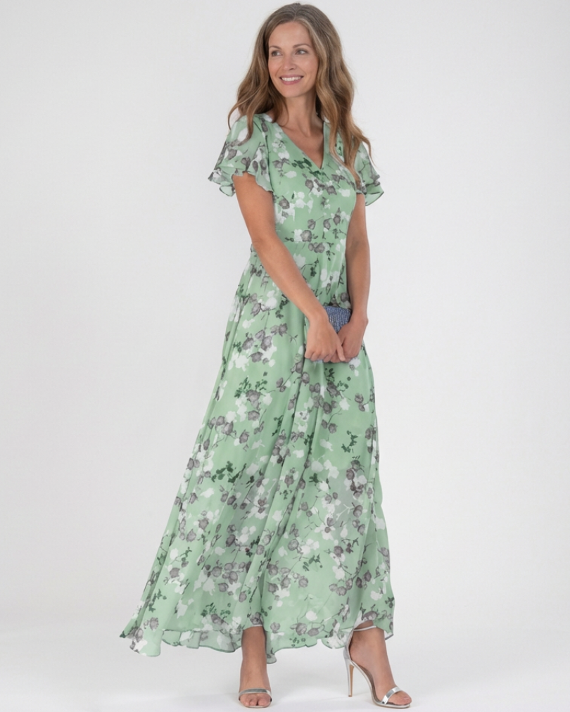 Gabriella Budapest | Virágmintás Chiffon Maxi Ruha