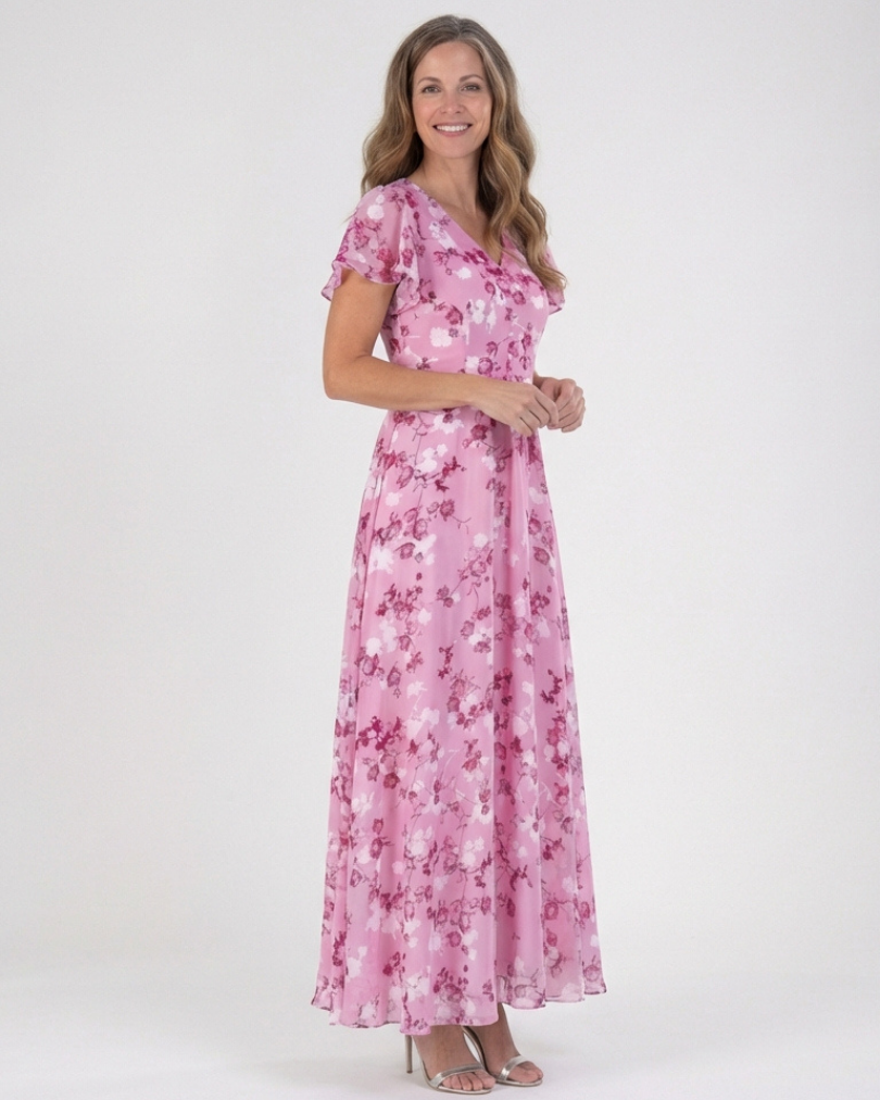 Gabriella Budapest | Virágmintás Chiffon Maxi Ruha
