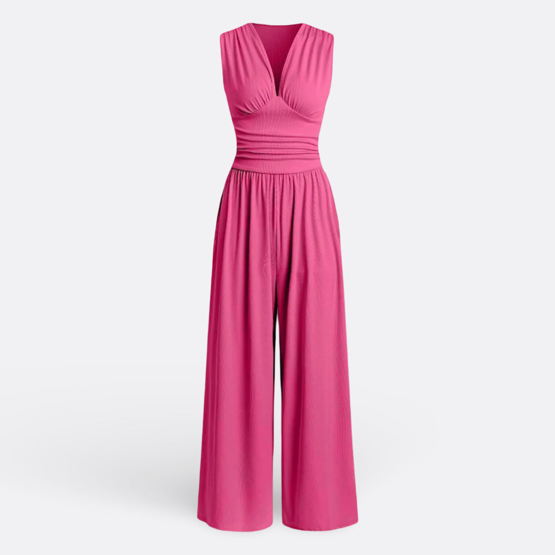 Gabriella Budapest | Leonor - Ujjatlan, széles lábú elegáns overall