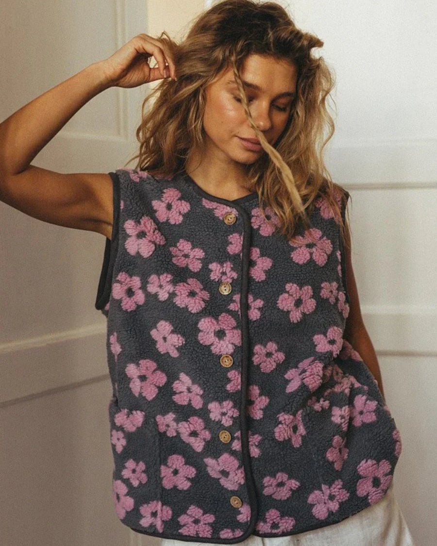 Gabriella Budapest | Női virágmintás fleece mellény