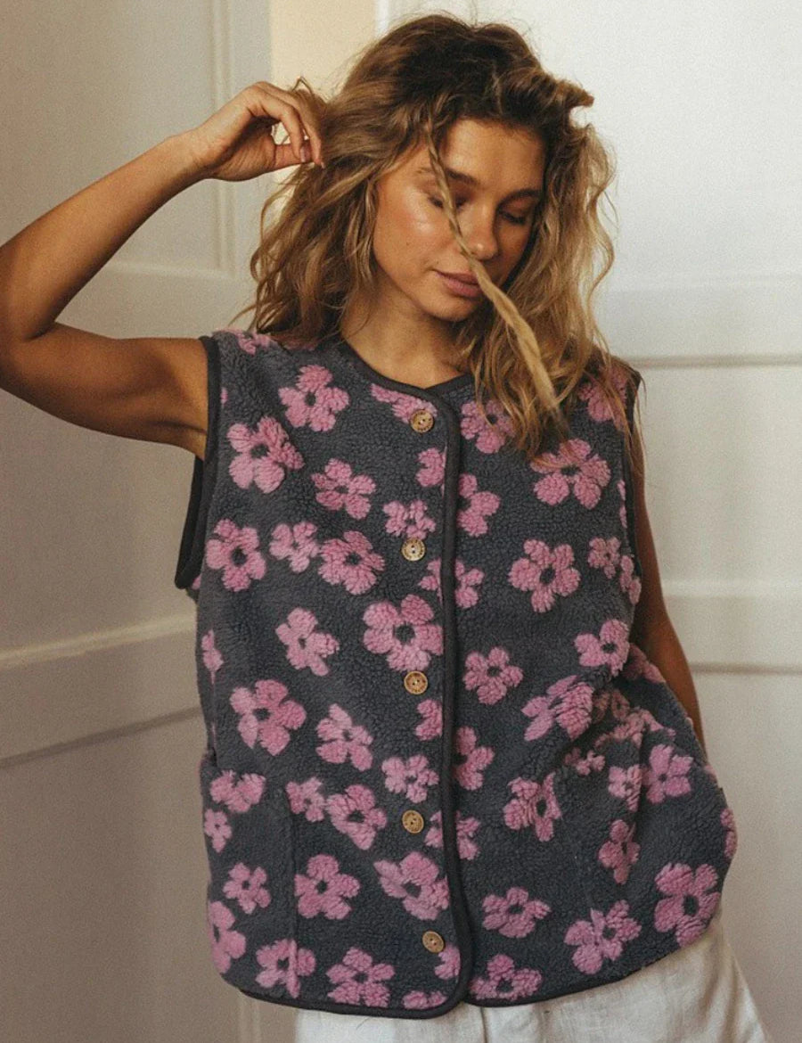 Gabriella Budapest | Női virágmintás fleece mellény