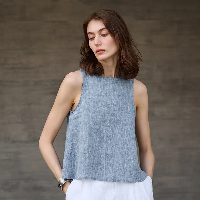 Gabriella Budapest | Reverzibilis chambray vászon mellény