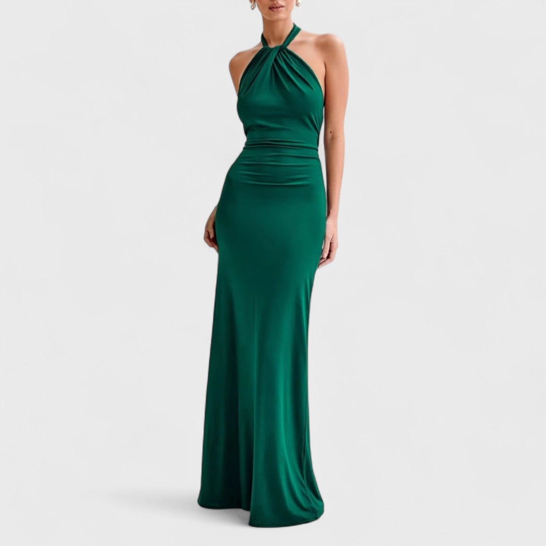 Gabriella Budapest | Klara – Curvy selyemruha halter gallérral