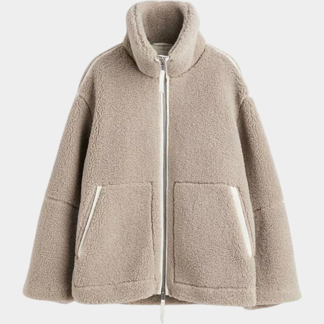 Petra – oversized teddy kabát nőknek cipzárral