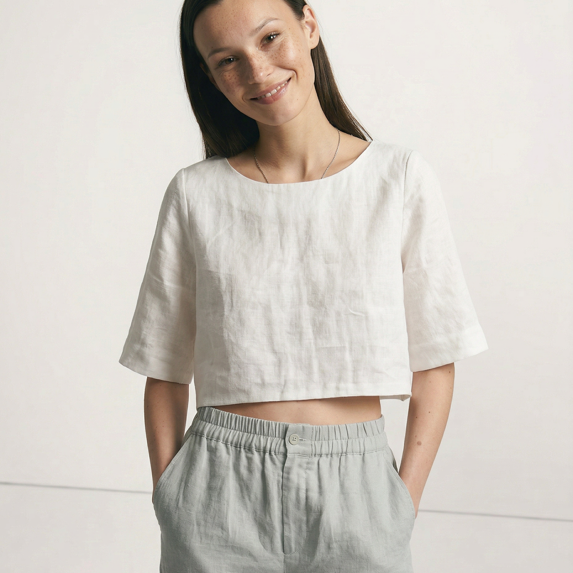 Gabriella Budapest | Laza len crop top