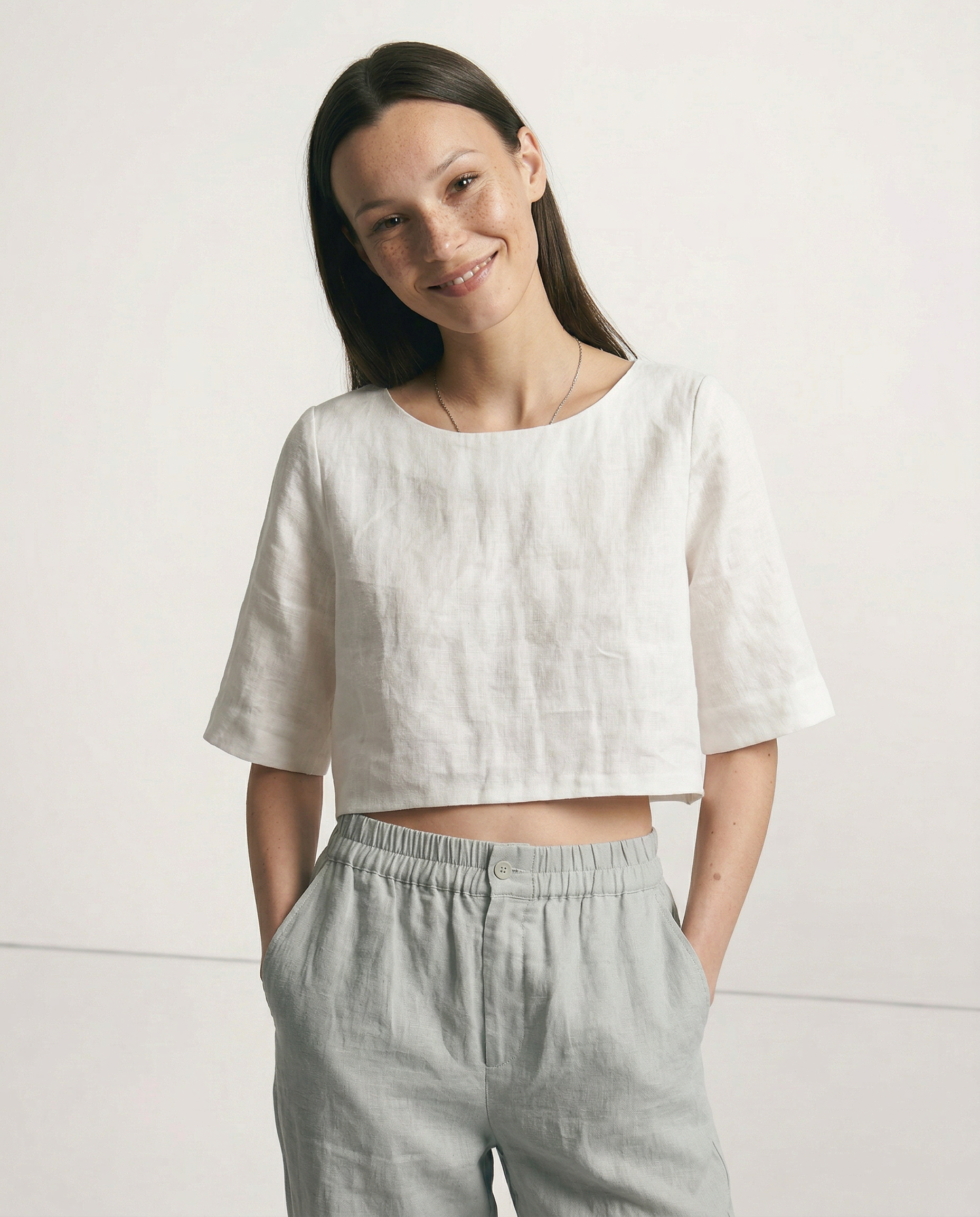 Gabriella Budapest | Laza len crop top
