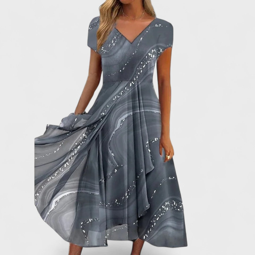 Gabriella Budapest | Elegáns midi ruha V-nyakkal