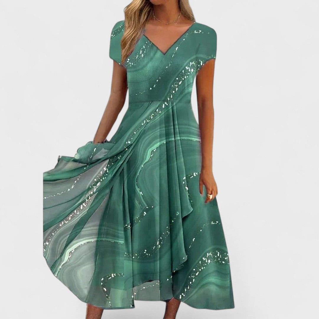 Gabriella Budapest | Elegáns midi ruha V-nyakkal